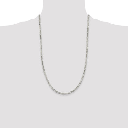 Sterling Silver Rhodium-plated 3.5mm Figaro Chain