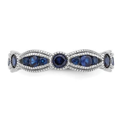 Sterling Silver Rhodium-plated Synthetic Blue Spinel Eternity Band Size 8