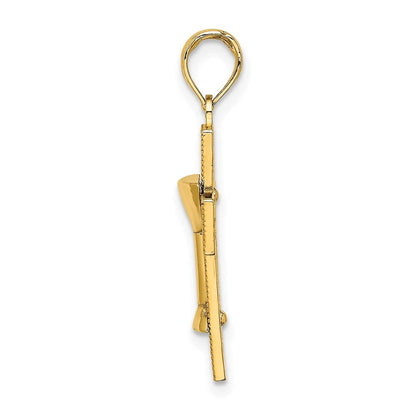 14k Yellow Gold Polished Cross W/ Communion Cup Charm
