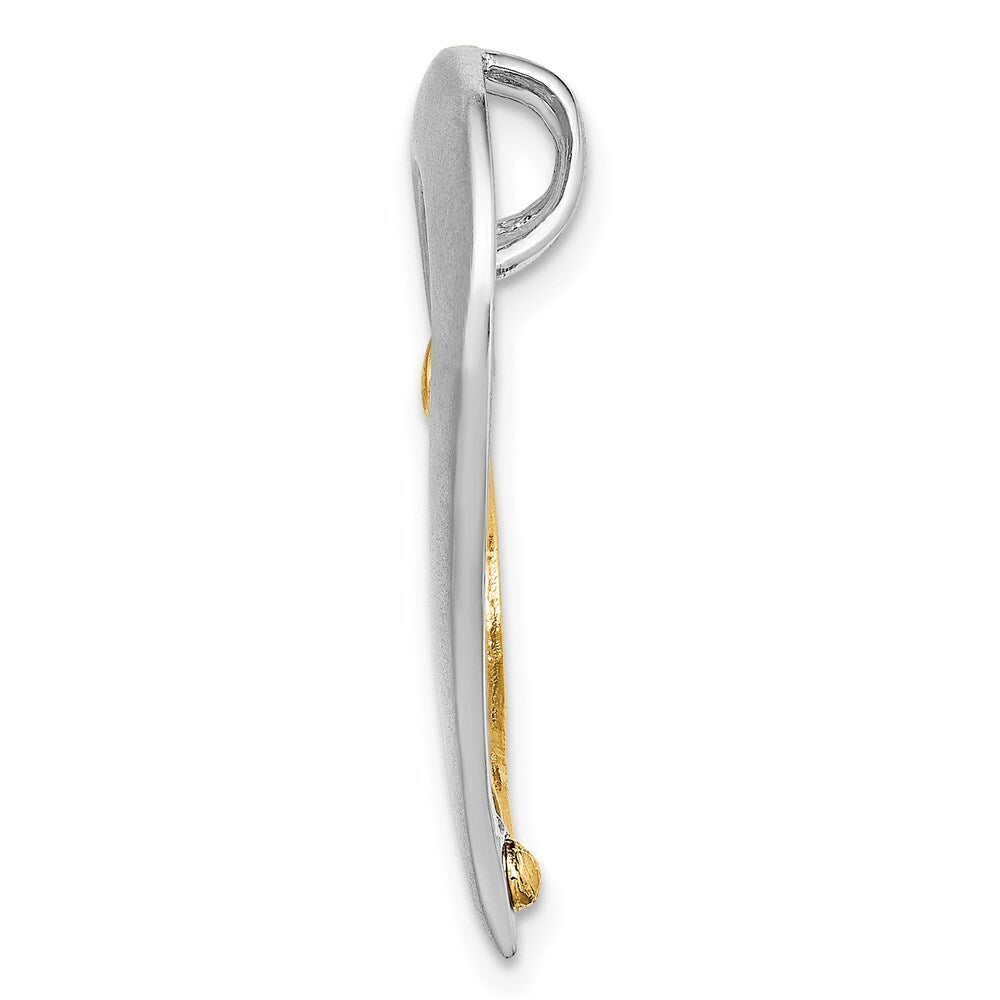 14k Two-tone Gold Textured & Polished Heart Chain Slide Charm Pendant