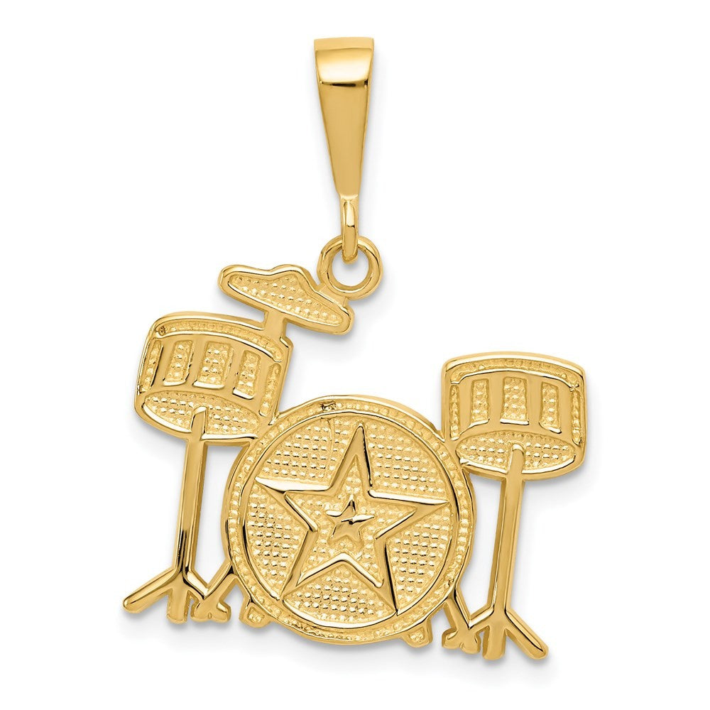 14k Yellow Gold Drum Set Charm Pendant