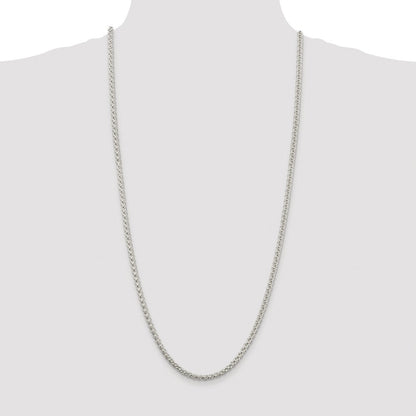 Sterling Silver Rhodium-plated 4mm Round Spiga Chain