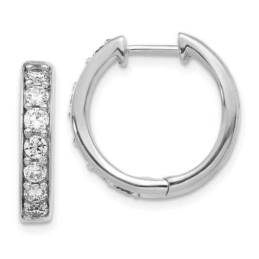 14k White Gold Diamond Hinged Hoop Earrings