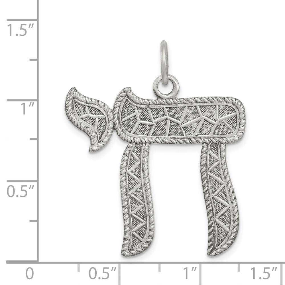 Sterling Silver Antiqued Chai Pendant Holiday Gift for Women