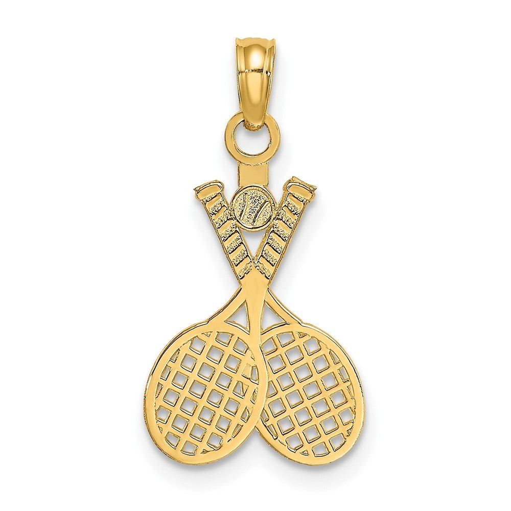 14k Yellow Gold Double Tennis Racket w/ Ball Charm