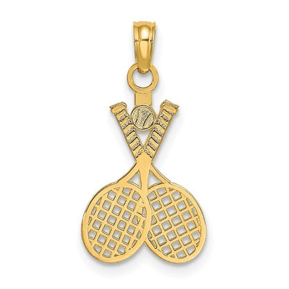 14k Yellow Gold Double Tennis Racket w/ Ball Charm