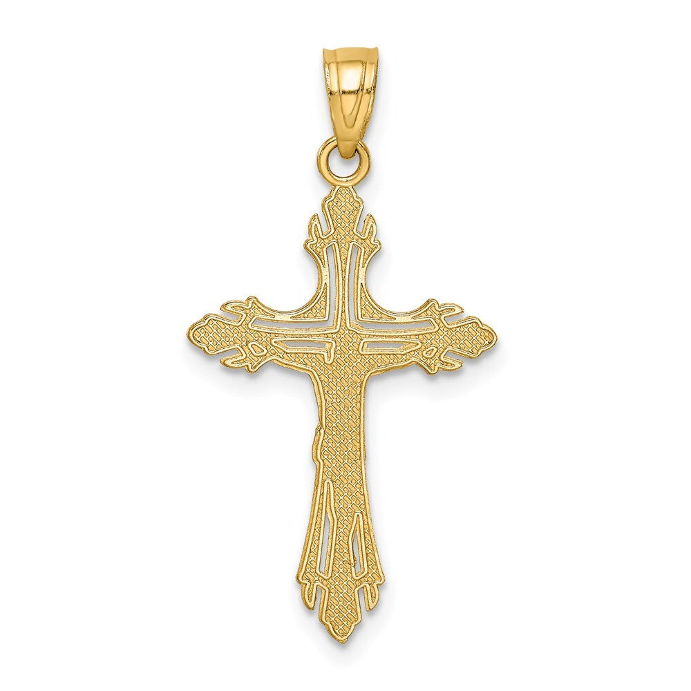 14k Yellow Gold Diamond-cut Crucifix Pendant