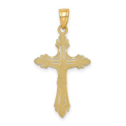 14k Yellow Gold Diamond-cut Crucifix Pendant