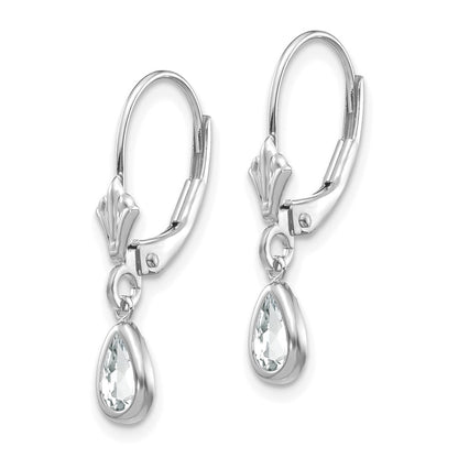 14k White Gold 6x4mm White Topaz Stud Earrings