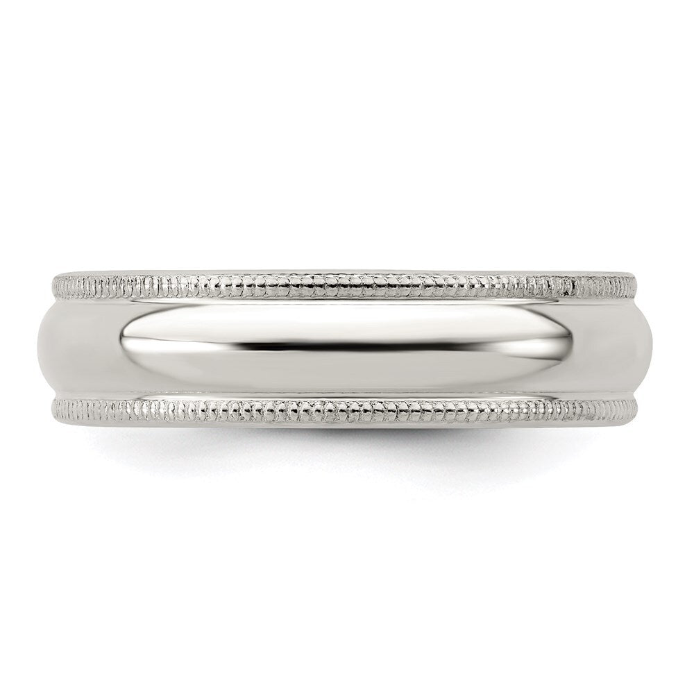 Sterling Silver 5mm Half Round Milgrain Size 5 Band Ring
