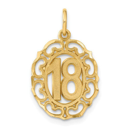 14k Yellow Gold #18 Oval Pendant for Women