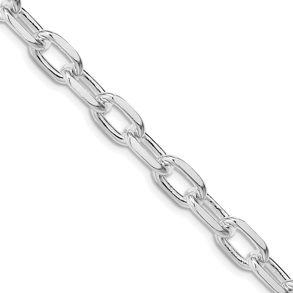 Sterling Silver Rhodium-plated 7.5mm Diamond-cut Long Link Cable Chain Necklace