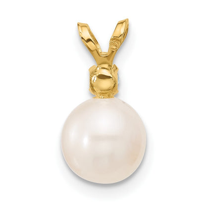 14k Yellow Gold 7-7.5mm Freshwater Cultured Pearl & Swiss Blue Topaz Pendant