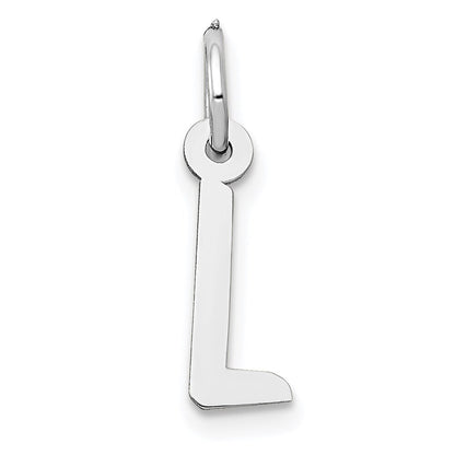 14k White Gold Small Slanted Block Letter L Initial Charm Pendant for Women