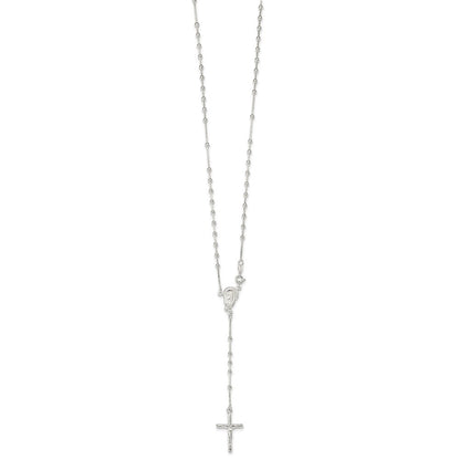 Sterling Silver Polished Bead Rosary 18 inch Necklace