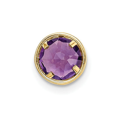14k Yellow Gold 6mm Round Amethyst Bezel Chain Slide