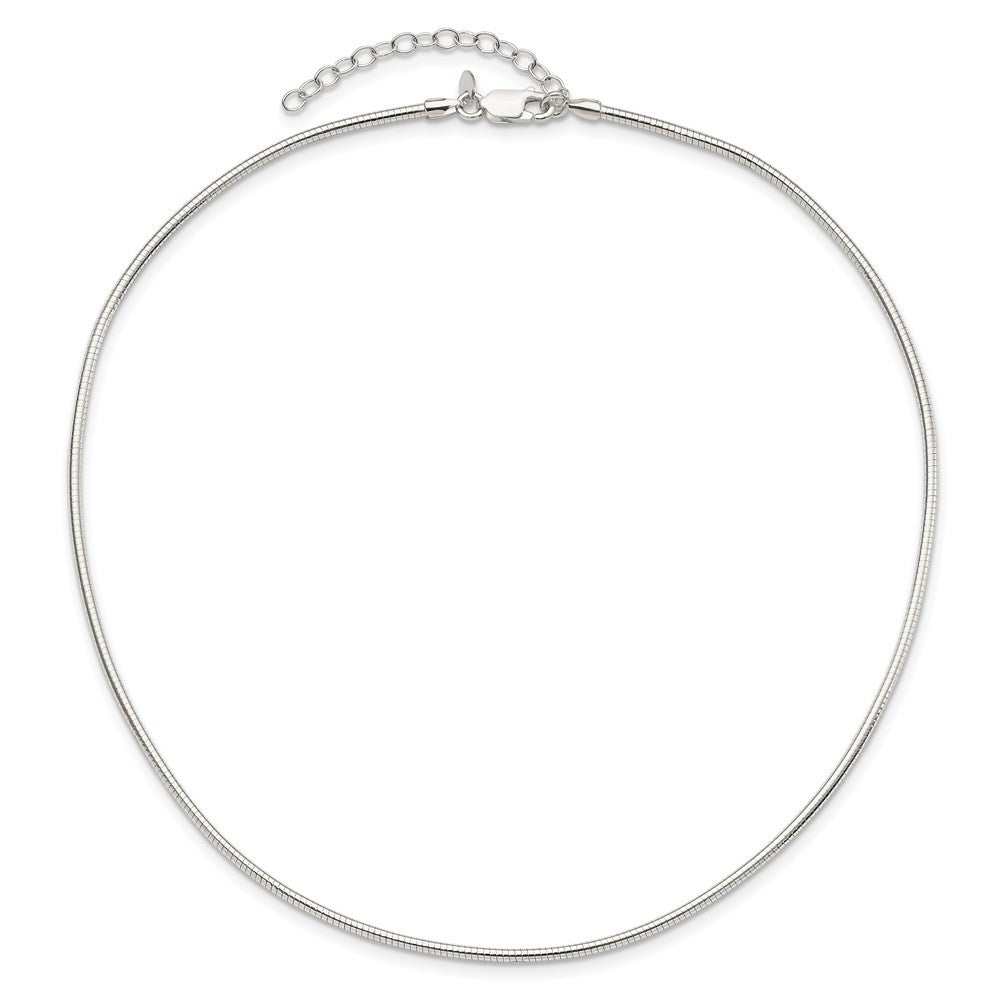 Sterling Silver Round 2mm w/2in. Ext Neckwire Chain Necklace