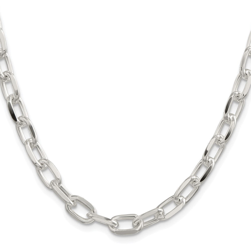 Sterling Silver Rhodium-plated 7.5mm Diamond-cut Long Link Cable Chain Necklace