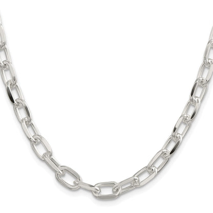 Sterling Silver Rhodium-plated 7.5mm Diamond-cut Long Link Cable Chain Necklace