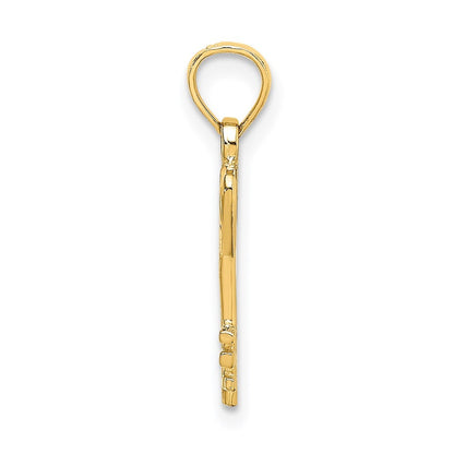 14k Yellow Gold 3D Key with Heart Pendant