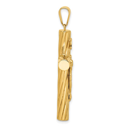 14k Yellow Gold Polished and Textured Crucifix Pendant