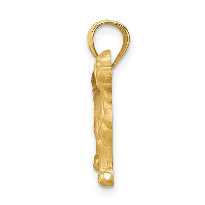 14k Yellow Gold Diamond-cut Golden Retriever Pendant for Women