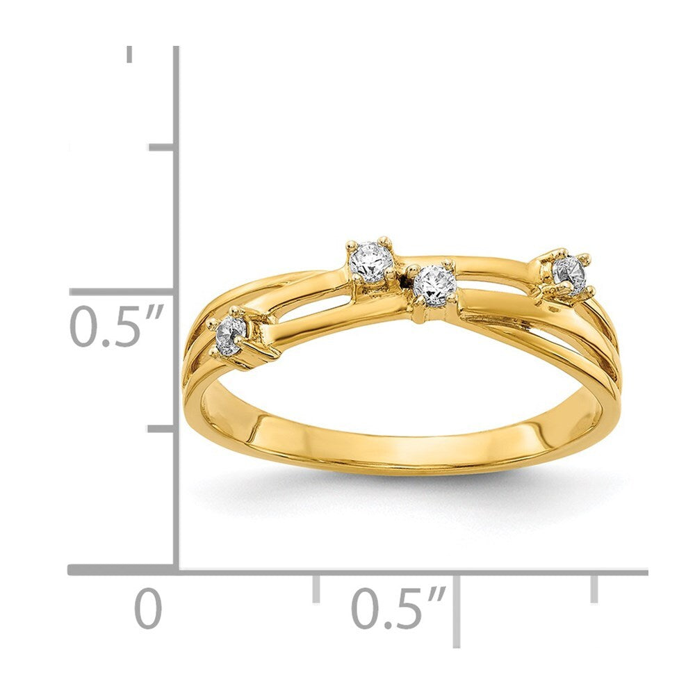 14K Yellow Gold Diamond Fashion Ring Size 7