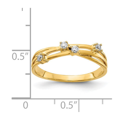 14K Yellow Gold Diamond Fashion Ring Size 7