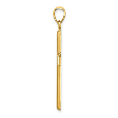 14k Yellow Gold Polished Beaded Cross Charm