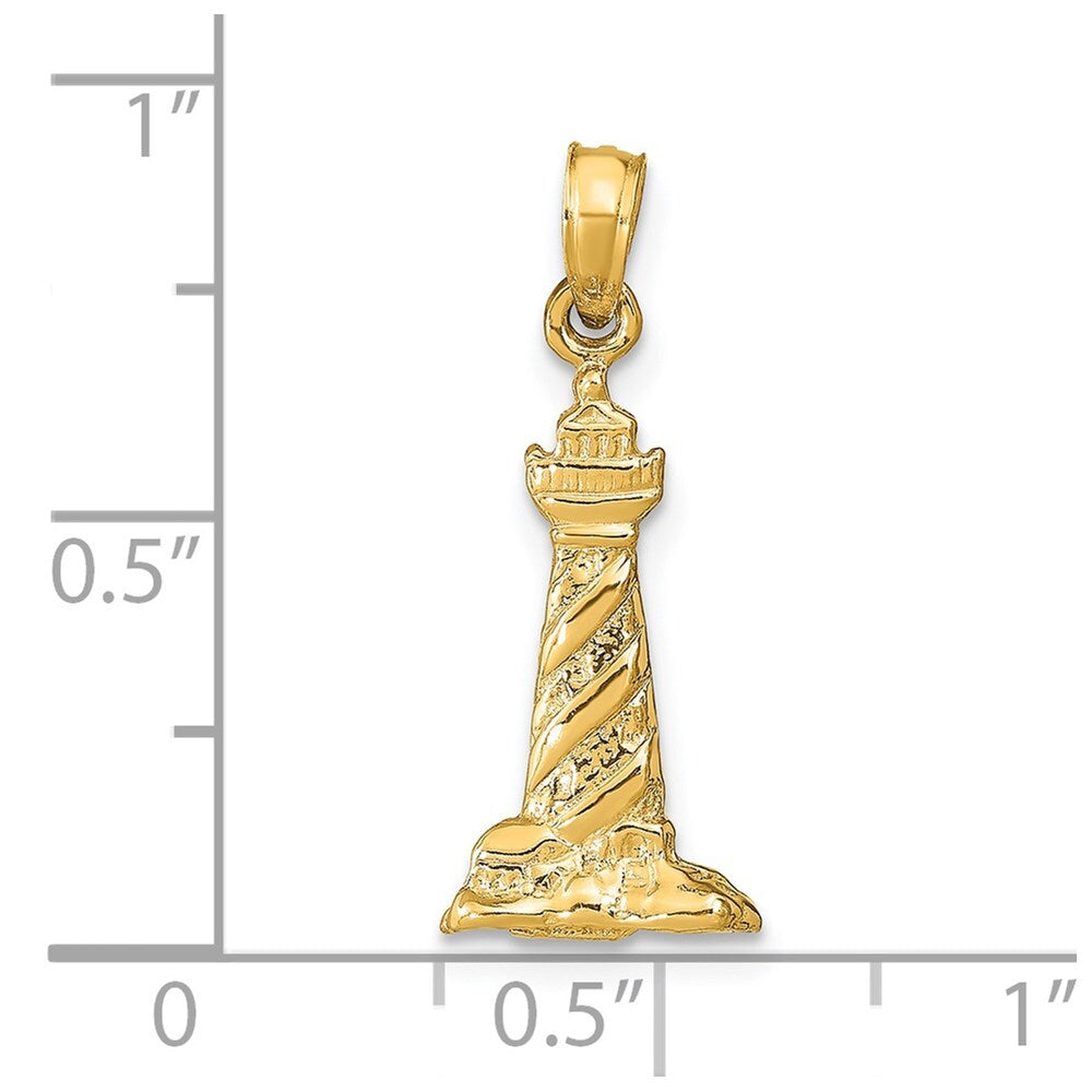 14k Yellow Gold 3D St. Augustine Lighthouse Pendant for Women