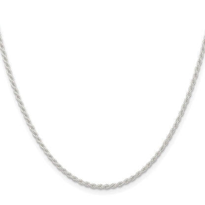 Sterling Silver Rhodium-plated 1.8mm Solid Rope Chain