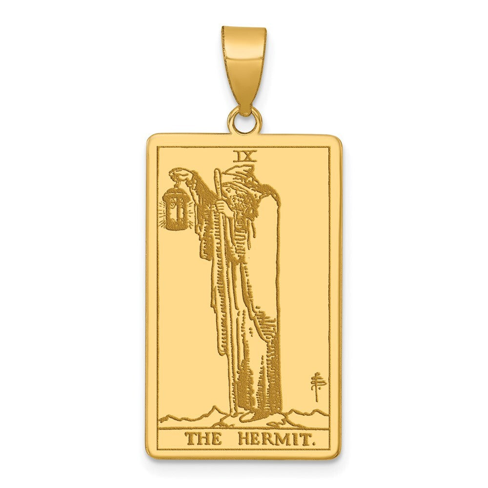 14k Yellow Gold The Hermit Tarot Card Pendant for Women