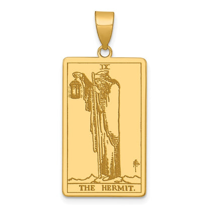 14k Yellow Gold The Hermit Tarot Card Pendant for Women