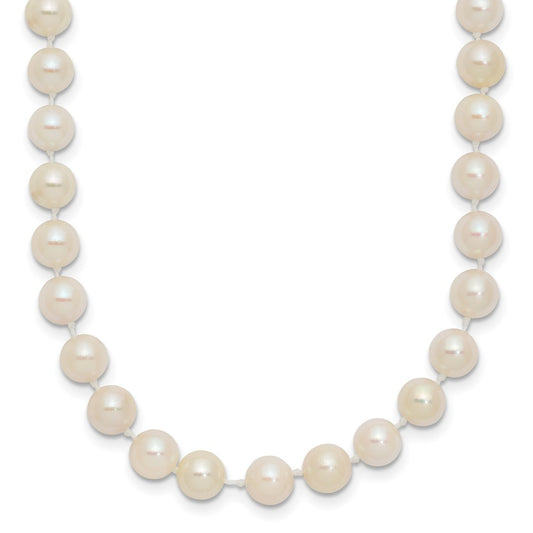 14k Yellow Gold 5-6mm White Round Akoya Saltwater Cultured Pearl Necklace 18"