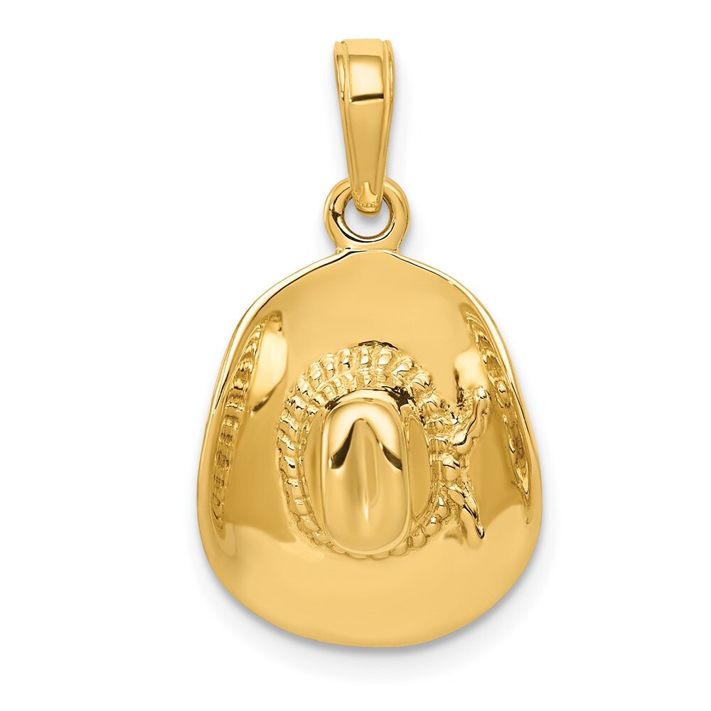 14k Yellow Gold 3-D Cowboy Hat Pendant for Women