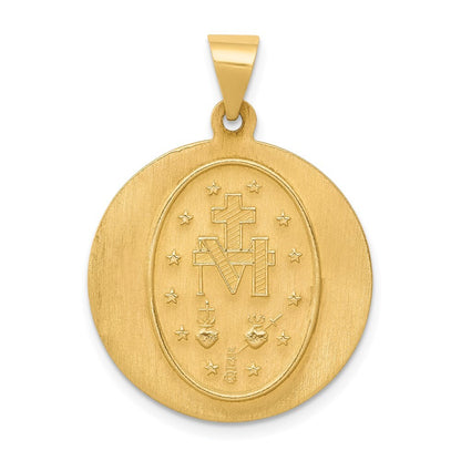 14k Yellow Gold Miraculous Medal Hollow Pendant