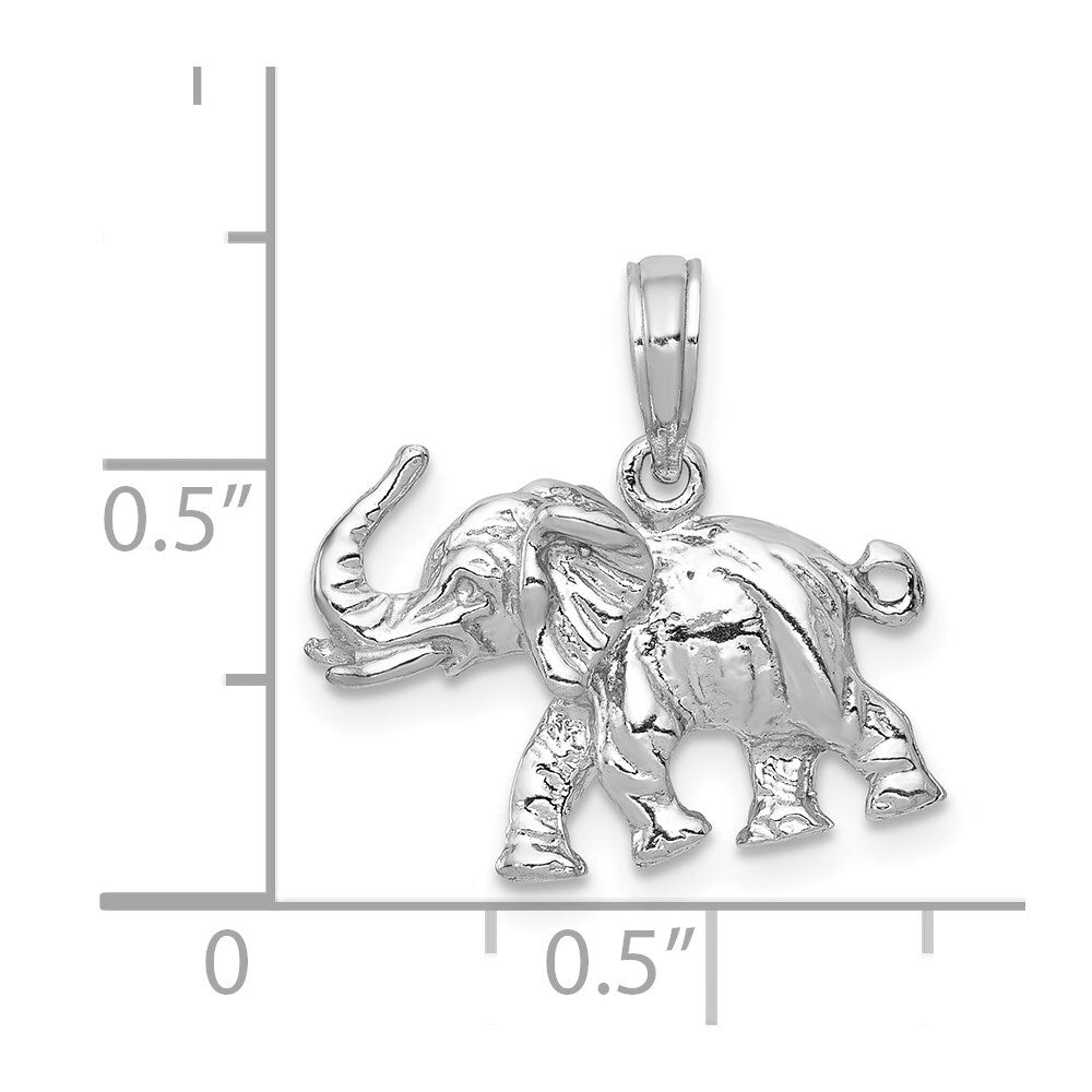 14k White Gold Polished 3-D Elephant Pendant for Women