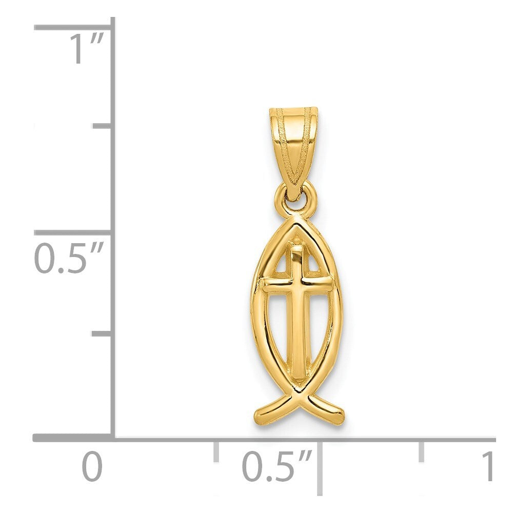14k Yellow Gold Ichthus Fish Charm Pendant for Women