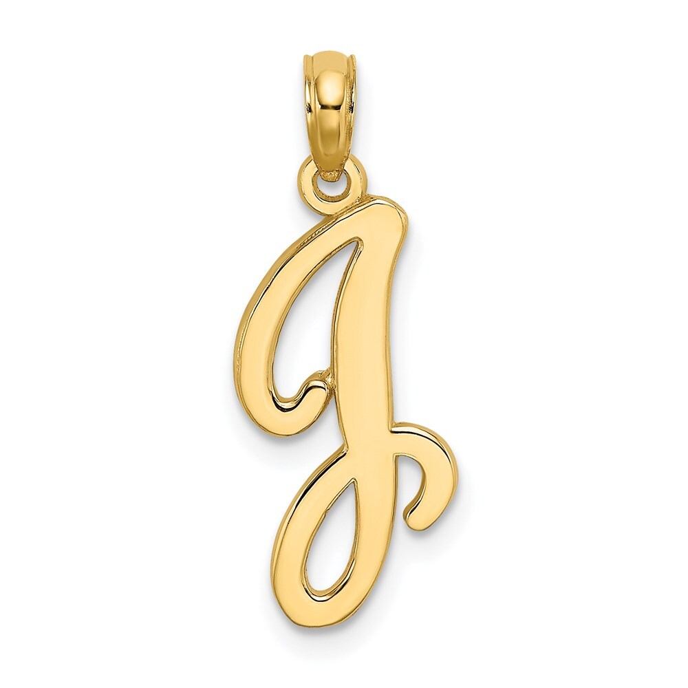 14k Yellow Gold Script Letter J Initial Pendant for Women