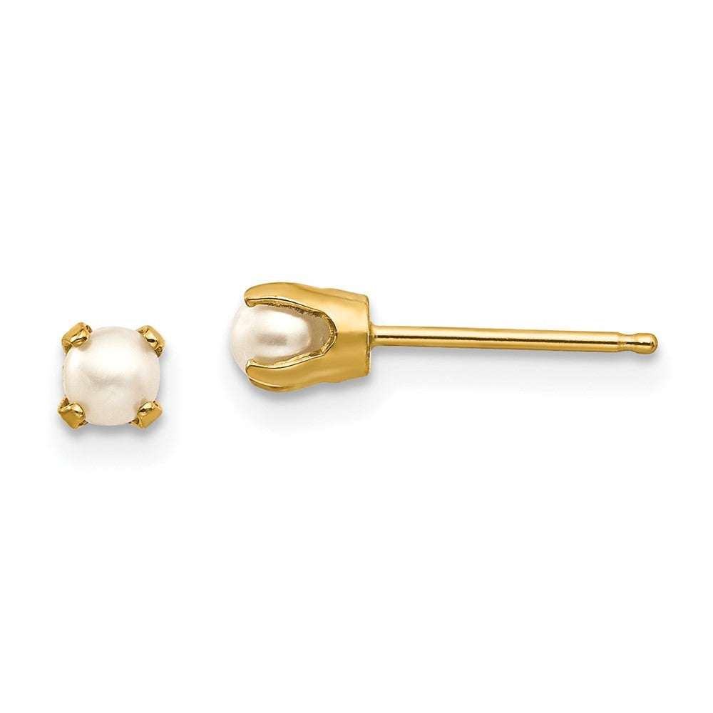 14k Yellow Gold 3mm June/FW Cultured Pearl Earrings