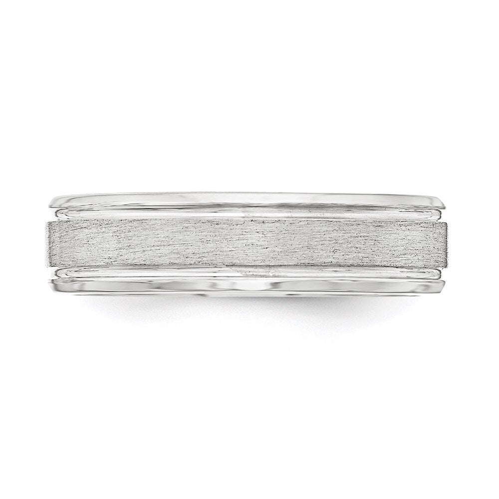 Sterling Silver 6mm Brushed Flat Grooved Beveled Edge Fancy Band Size 9