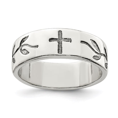 Sterling Silver Cross Design Ring Size 10