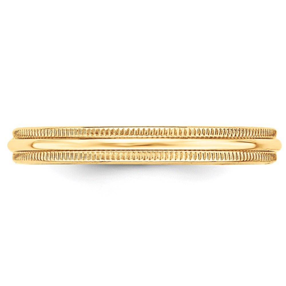 14k Yellow Gold 3mm Milgrain Half Round Wedding Band Ring Size 7