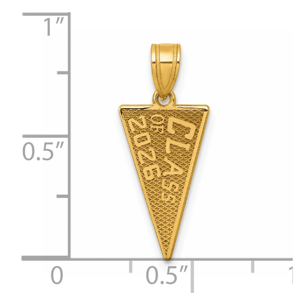 14k Yellow Gold Class Of 2026 Rally Flag / Graduation Charm Pendant for Women