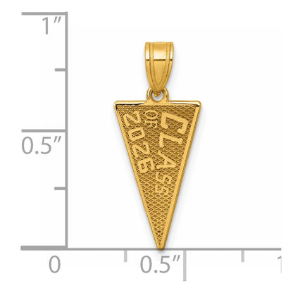 14k Yellow Gold Class Of 2026 Rally Flag / Graduation Charm Pendant for Women