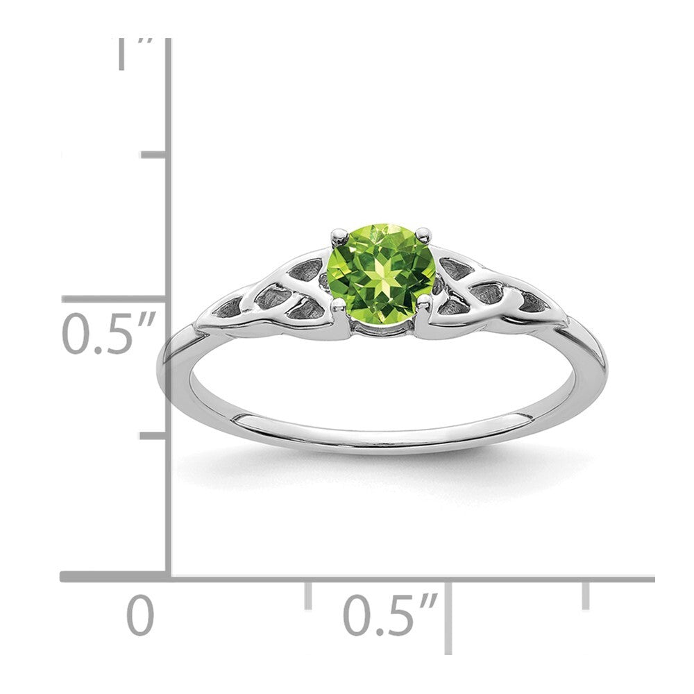 14K White Gold Peridot Celtic Knot Ring Size 7