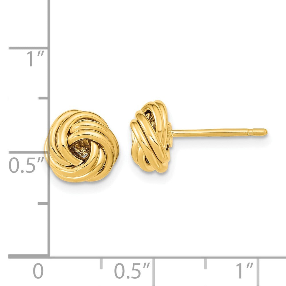 14k Yellow Gold Polished Love Knot Stud Earrings Gift for Women
