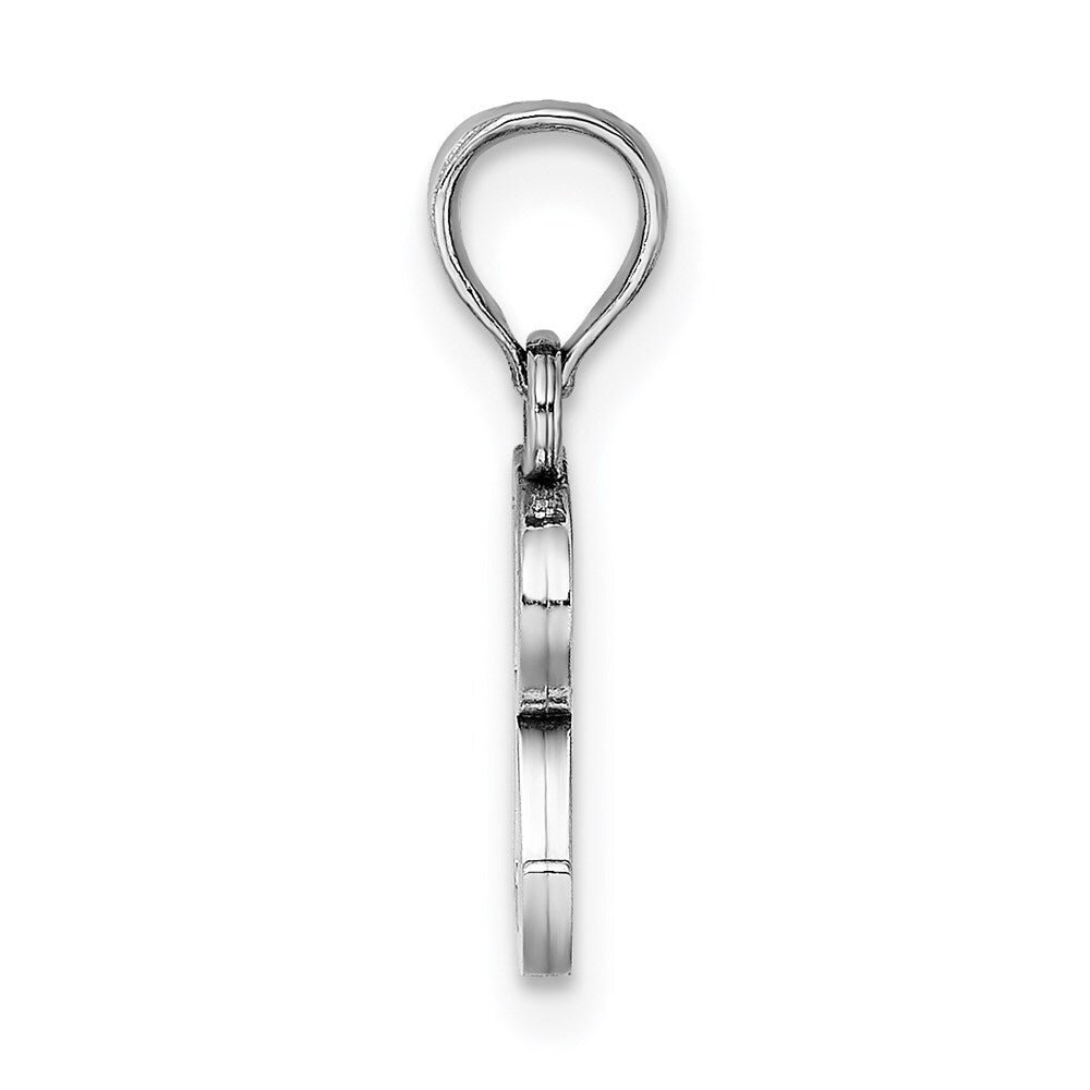 14k White Gold Polished Block Letter R Initial Pendant for Women