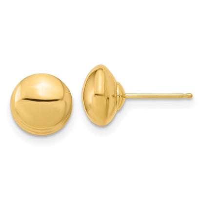14k Yellow Gold Polished Button Stud Earrings