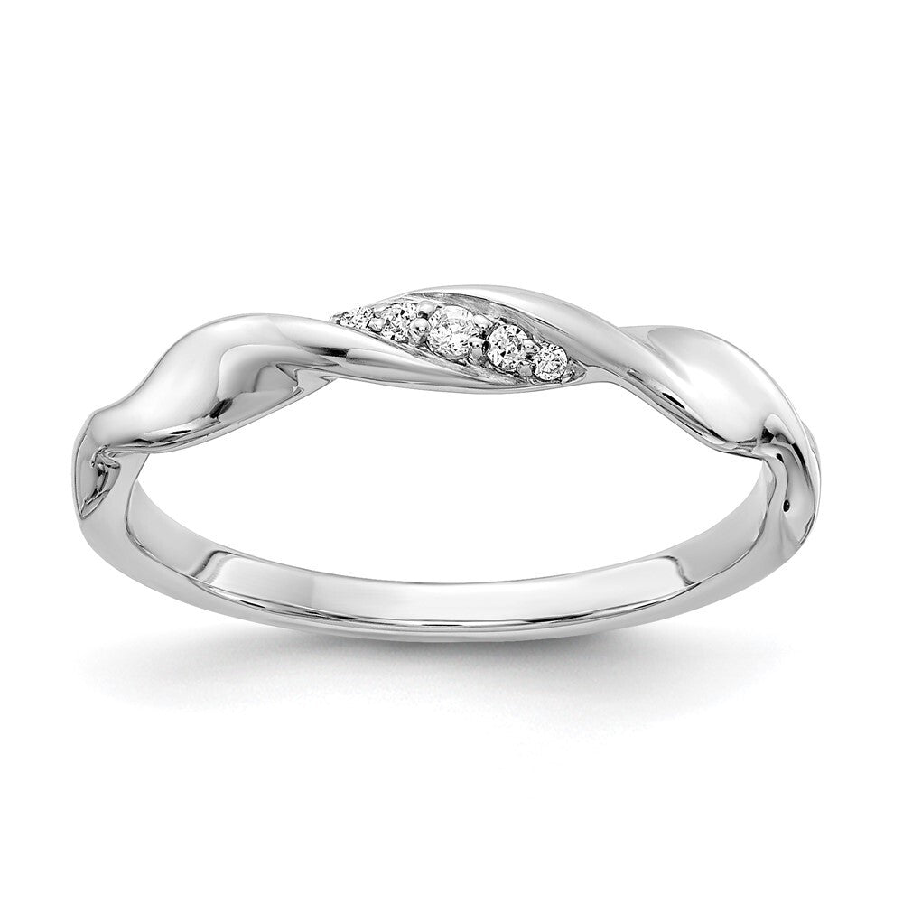 14k White Gold Diamond Fancy Twist Ring Size 7